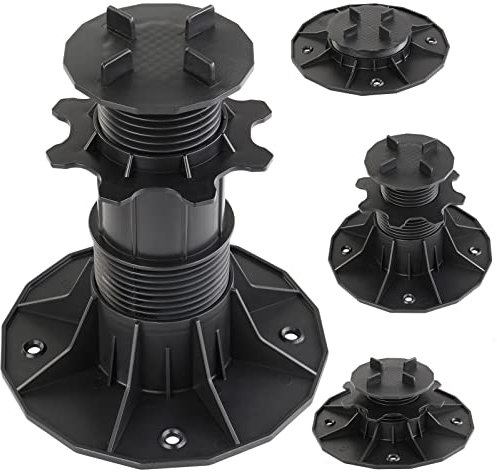 Montafox 10 x Plattenlager mit Fugenkreuz höhenverstellbar 18-220 mm hohe Traglast verschiedene Größen wählbar Stellfuß für Terrassenplatten Steinplatten Bodenplatten Fliesen, Größe:65-145 mm