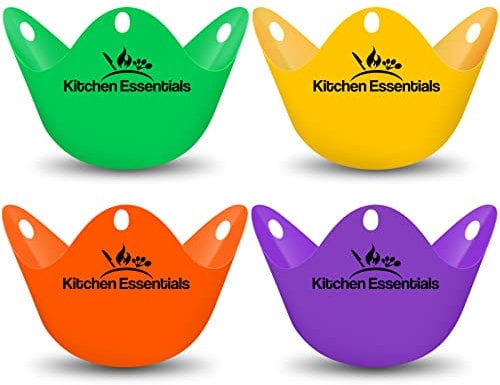 Egg Poacher Cups (4 Pack) With Round Bottom for Air Fryer, Pot, Microwave – Premium LFGB-Grade Silicone Egg Poachers – BPA-Free Easy-Release Poach Pods, Poached Egg Maker Set: Cooker, Boiler Steamer