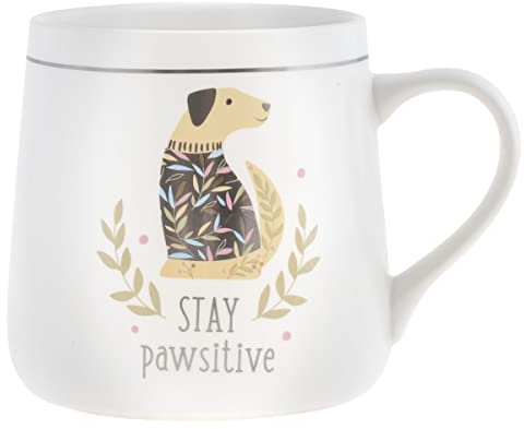 Karma, 18 oz Ceramic Flora Mug - Cute Coffee and Tea Mug - Ceramic Coffee Mugs for Women and Men, Dog