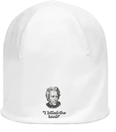 I Killed The Bank Andrew Jackson American President Unisex Dünne Baumwolle Skull Cap Beanie Weiß, Schwarz , Einheitsgröße
