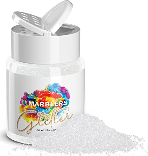MARBLERS Holographic Glitter [Rainbow White] 1.5oz (42g) | Fine | Non-Toxic, Vegan, Cruelty-Free | Face, Body, Eyeshadow, Hair, Festival, Party Makeup | Nail Art, Polish | Resin, Tumbler, Slime, Craft
