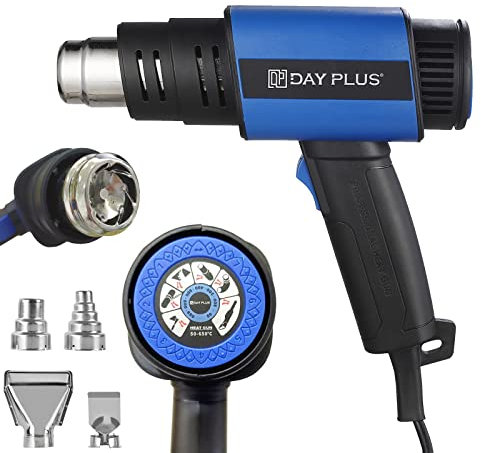 Heat Gun, Dual Air Flow 2000W Hot Air Gun, 4 Nozzles, Dual Temperature Control (350℃ / 650℃) Electric Heat Gun for DIY, Stripping Paint, Shrinking PVC, BBQ, Home Improvement