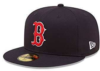 New Era 59Fifty MLB Red Sox Side Patch Cap Basecap Baseballcap Fitted Flat Brim Boston Damen/Herren - mit Schirm, Hinten geschlossen Frühling-Sommer