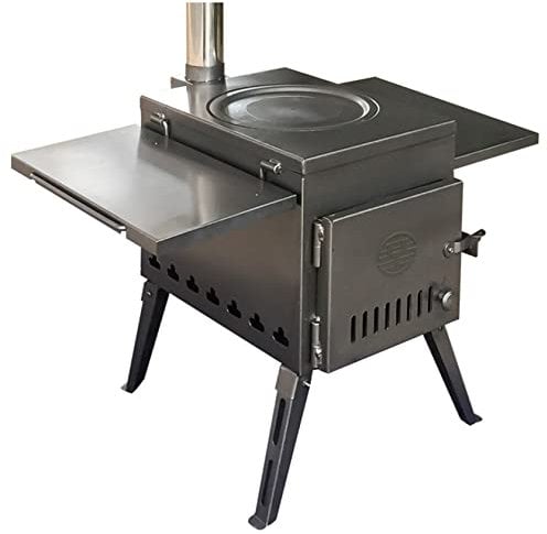 YYUINU Indoor/Outdoor-Stahl-Zeltöfen, Tragbarer Camping-Holzofen Zum Kochen, Camping, Angeln, Heizofen, Picknick, Grillofen (Schwarz),S