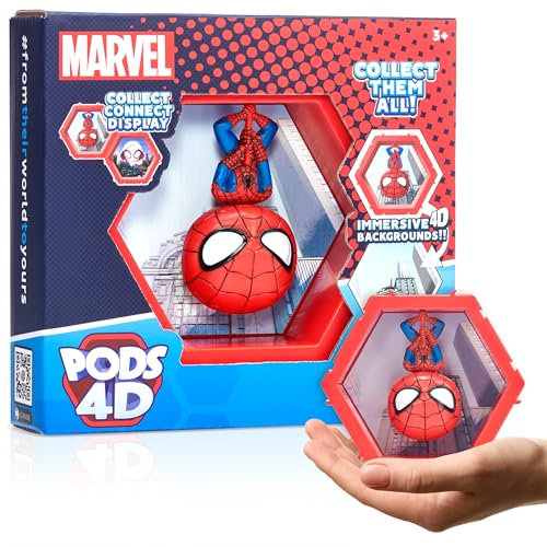 WOW! PODS - 4D Marvel Spider-man Age 3+, Unique Connectable Collectable Bobble-head figure that Bursts from their World into Yours, Wall or Shelf Display, Marvel Toys and Gifts, Series 1 no. 411