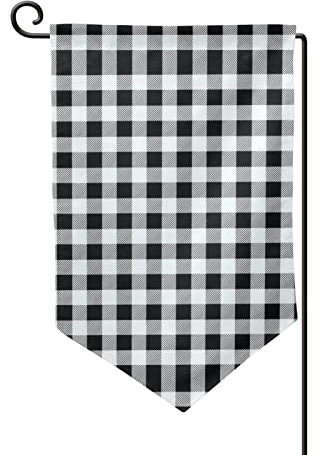 Schwarz und Weiß Grau Gitter bedruckte Gartenflagge Hofflagge Willkommensflagge Outdoor-Dekoration für Weihnachten Halloween Thanksgiving Hof Bauernhaus