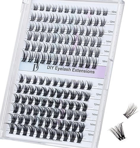 DF ciglia finte extension ciglia D Curl 10-16mm ciglia finte ciuffetti per uso personale e domestico fai da te 138 pezzi -Rose 11