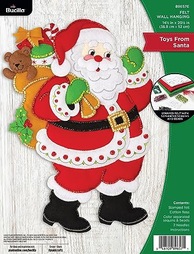 Bucilla, Toys from Santa, Felt Applique Wall Hanging Kit, Perfect for DIY Arts and Crafts, 89657E