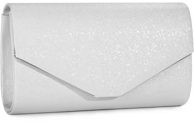 BAIGIO Pochette pailletée pour femme, sac de soirée scintillant, sac de mariée élégant argenté avec chaîne amovible, sac à main formel pour mariage, fête et soirée.