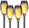 LQWELL® Solarleuchten Solar Fackellicht für Außen Garten 4 Stück 12 LED Solarlampe mit Realistischer Flammeneffekt IP65 Wasserdicht Gartenfackeln Solar Weg Hinterhöfe Rasen Beleuchtung