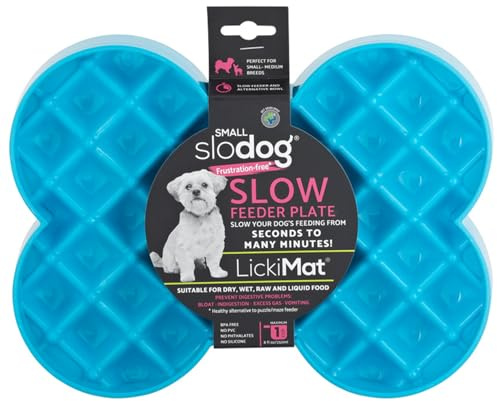LickiMat Kleiner Slodog geeignet für Nassfutter, Rohfutter, Trockenfutter und Leckerlis Perfekter Spaß-Futterspender für kleine und mittelgroße Hunde Kein Schluck und keine Frustration, Türkis