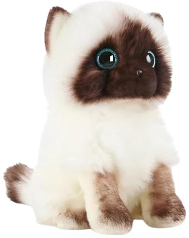 lilizzhoumax Siamesische Katze Plüschtier 23cm/9”, Simuliertes Tier Katze Plüschtier Kawaii Katze Kuscheltier Realistische Plüsch Spielzeug für Wilde Tiere, Geschenk für Freunde und Kinder