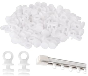 OAAO 100 Pcs Curtain Slides With 1 Pc Storage Bag, Plastic Curtain Track, Curtain Rings, White Curtain Runners, Glide Hooks, Suitable For Curtain Door Curtains