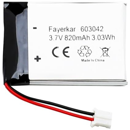 Batteria agli ioni di litio ricaricabile 3.7V 820mAh 603042 agli ioni di litio con connettore JST.Assicurati che la polarità del dispositivo corrisponda alla batteria prima dell'acquisto