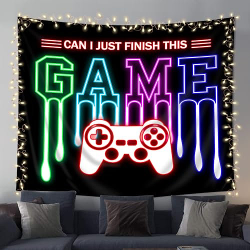 Imirell Gaming-Wandteppich, 150 x 130 cm (B x H), für Kinder, Jungen, Teenager, Gamer, Controller, Videospiel, Gamepad, Graffiti, bunt, Mann, cool, lustig, moderne Kunst, zum Aufhängen, Schlafzimmer,