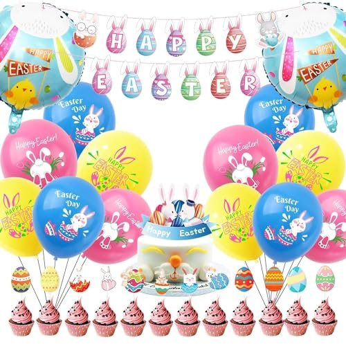 Ostern Luftballon Party Deko 28 Pcs,Luftballon Ostern,Ostern Party Deko Kinder,Helium Ballon Ostern, Mit Happy Oster,Deko Ballon Ostern,Decoration Gateau,Luftballons Für Kinder Party Dekorationen