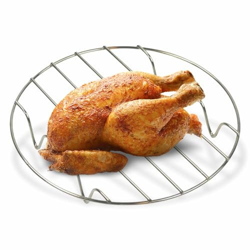 Estante de refrigeración para freidora de aire de acero inoxidable para asar parrilla, soporte de alambre redondo para cocinar al vapor, hornear, barbacoa, pizza, kebab, tostadas, secado instantáneo,