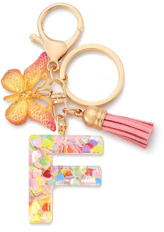 CHUQING Schlüsselanhänger mädchen,Schlüsselanhänger mit Anfangsbuchstaben Schlüssel Anhänger mit Schmetterling,Schlüsselanhänger Buchstabe,Schlüsselanhänger Schmetterlinge Geschenk,Rosa