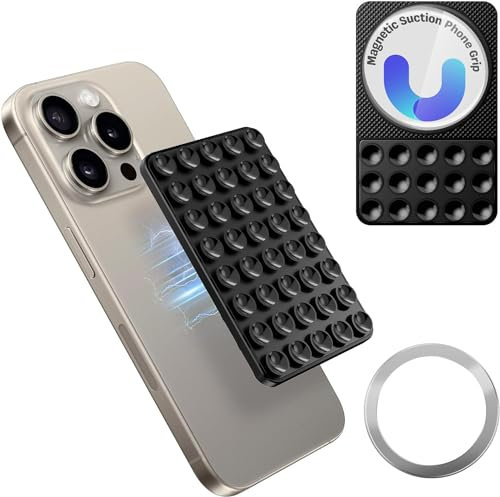 Ventouses en Silicone Support Téléphone pour Tous Les Modèles, Support de Téléphone Antidérapant pour Selfies et Vidéos, Mains Libres Support à Ventouse Téléphone Portable Autocollante (Noir)