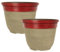 Fyne-Finds Set of 2 Round Plastic Glitz Red Plant Pots 30cm 12inch Weatherproof Garden Outdoor 11L Crackle Patio Drainage Hole Planters