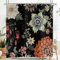 Hnmdmyi Rideau de Douche Noir Boho Fleurs 240x180, Vintage Coloré Abstrait Fleurs Bohème Rideau de Baignoire Mid Century Moderne Art Esthétique Imperméable Tissu Polyester Lavable Rideau de Bain
