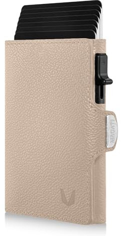 MAGATI Slim Wallet Zani aus Leder mit Fundservice, Kartenetui - Geldbörse mit Münzfach & RFID Blocker, Portmonee mit Kartenhalter & Geldscheinfach, Puder