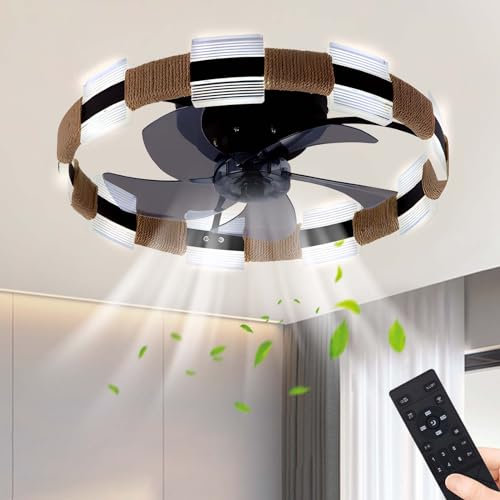 Lrenjon Retro Ventilador De Techo Con Luz Silencioso, 50CM Lámparas Rusticas De Techo, Reversible Regulable Ventilador De Techo Con Luz Y Mando A Distancia Para Dormitorio Salon Comedor