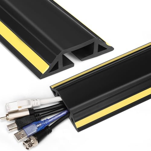 ZhiYo 10ft Cord Covers for Wires on Floor, Heavy Duty Cord Hider Floor Wire Covers for Cords, Cable Protector Protect Cords, Prevent Cable Trips, Cable Cover Cable Hider for Home Office or Outdoor