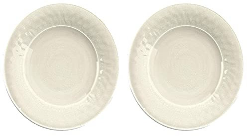 Purely Home Crackle Glaze Cream - Melamine/Plastic Dinner Plates Set for 2
