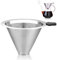 MESNEY Pour Over Coffee Filter, Reusable Pour-Over Coffee Dripper with Fine Mesh Design, Eco-Friendly Cone Coffee Strainer for Home and Office, Stainless Steel