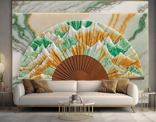 Fototapete 3d effekt tapete Mountain Peak Fächer Marmor Vlies Tapeten Wandtapete Wohnzimmer Schlafzimmer Wand Dekoration Moderne350CM(B)*256CM(H)