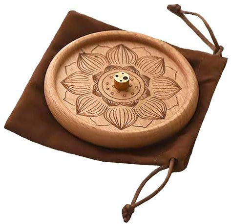 VntMQP hölzerne Lotus Räucherstäbchen Brenner Portable Set mit Räucherstäbchen Brenner Tasche und Reinigungsbürste handgefertigt für Home Decor, Meditation und Yoga (Buche)