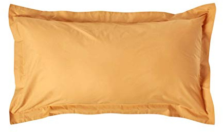 HOMESCAPES Mustard Yellow Pure Egyptian Cotton King Size Oxford Pillowcase 200 TC 400 Thread Count Percale Equivalent Pillow Case Pack of 2