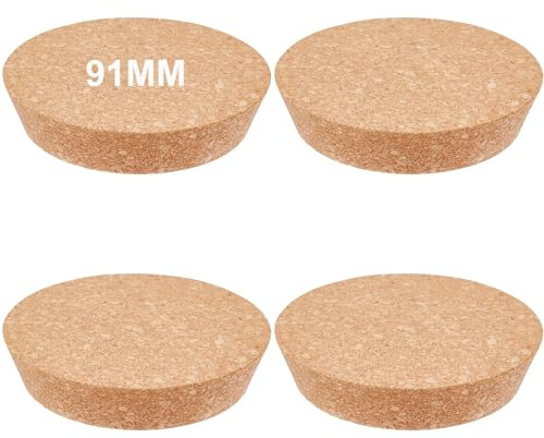 Bhina 4 Pieces 90mm Cork Taper Stoppers for Wine Bottles Large Natural Wood Tapered Stoppers Wood Replacement Lids for Wine Bottles, Glass Jars (9cm)