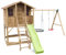 Wood & Play - Kinderspielhaus aus Holz mit Rutsche und Schaukel, Ola Spielhaus Kinder aus Echtholz, Outdoor Holzhaus Spielhütte, Gartenhaus für Kinder, Garten-Sommerhaus - Einfacher Aufbau