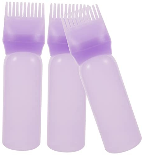 Veemoon Hair Applicator Bottle and Root Comb Applicator Bottle 3pcs Purple for Precise Hair Oiling and Dyeing Salon Use