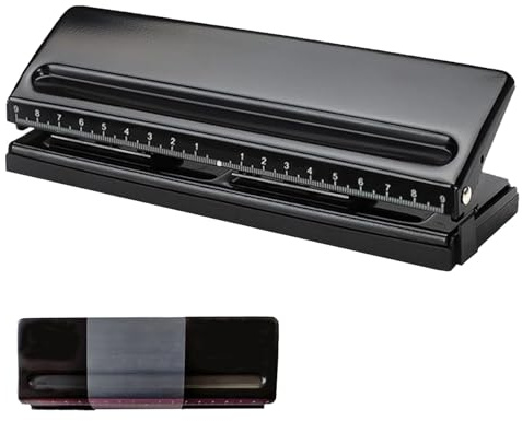 6 Fach Locher, Verstellbarer 6 Loch Büro Locher, Verstellbare Metall 6 Loch Lochmaschine, Binder Edge Puncher, 6 Blatt Stanzkapazitä Binder Puncher, für A3, A4, A5, B3, B4, B5 Papier, Schwarz