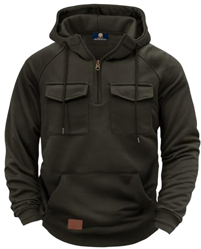 Herberton Herren Tactical-Cargo-Hoodie, robuster Freizeit-Arbeitspullover mit Taschen (S–XXL)