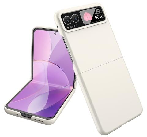 TIANDAFEIJIUB Smartphone Flip Cases For Moto Razr 40 Slim Shockproof Phone Case,Hard PC Shell Ultra Thin Slim with Non-Slip Grip Full Protection Cover For Motorola Razr 40(White)
