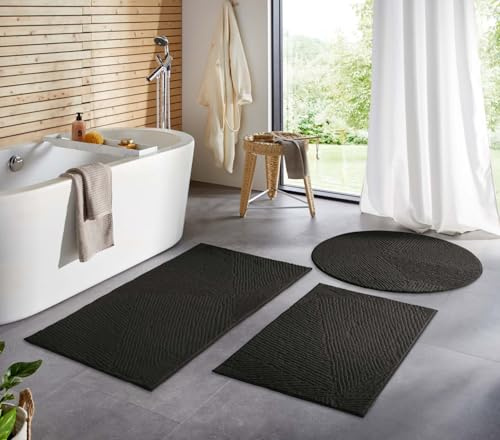 Taracarpet Badematte Badvorleger Homestyle rutschfest waschbar Badezimmerteppich Badewannenmatte, Badteppich, Duschmatte Badezimmer saugfähig Weich auch als Set Anthrazit Fresco 120x170 cm