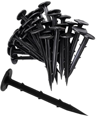 Erdnägel für unkrautvlies,50 Stück,11cm Lang Bodenanker Erdspieß Schwarz,Erdnägel aus bruchfestem Kunststoff für Sicherheitsnetz,Maulwurfgitter,Drainagevlies,Teichvlies,Gartenvlies