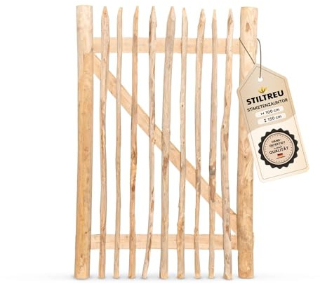 Classic STILTREU Staketenzaun-Tor aus Edelkastanie (Breite 100 cm x Höhe 150 cm)