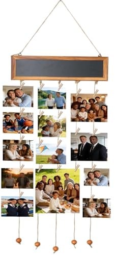 JUUDDENPARTS Wooden Collage Pictures Frame with Hanging Display, Multi-Functional Photo Showcase, Ideal for Home, Bar, and Restaurant Collage Art and Postcard Display