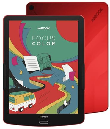 inkBOOK Focus Color Rot– 7,8 Zoll Farb-eReader mit Augenfreundlichem Display, Beleuchtung & Android | Unterstützt Skoobe, Onleihe Apps | 32GB, Hörbücher via Bluetooth, USB-C, Werbefrei