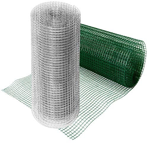 Casa pura® - Griglia metallica verde | con maglie quadrangolari e filo intrecciato a voliera con rivestimento in PVC, disponibile in diverse misure