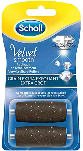 Scholl Velvet Smooth Express Pedi Crystal Diamonds Extra Exfoliating Grains Replacement 2 Rolls by Scholl