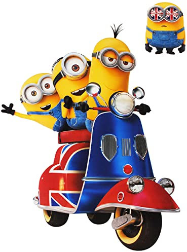 alles-meine.de GmbH 3 TLG. Set XL Fensterbilder - Minnion - Ich einfach unverbesserlich/auf einem Roller - Scooter - Great Britain - Sticker Fenstersticker Aufkleber - se..