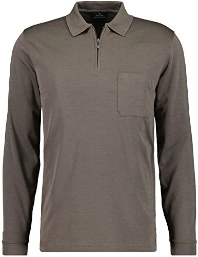 RAGMAN Herren Softknit-Poloshirt Langarm mit Zip Macchiato-870, L