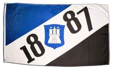 Flaggenfritze Fahne/Flagge Hamburg 1887 + gratis Sticker