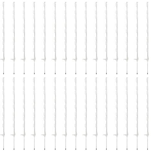 30 x 4ft White Electric Fence Plastic Poly Posts Temporary Fencing Horse Paddock Line Stakes Poles